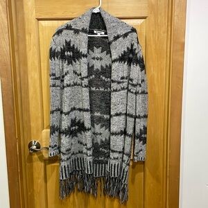 BB DAKOTA BLACK GRAY OPEN FRONT CARDIGAN SIZE L